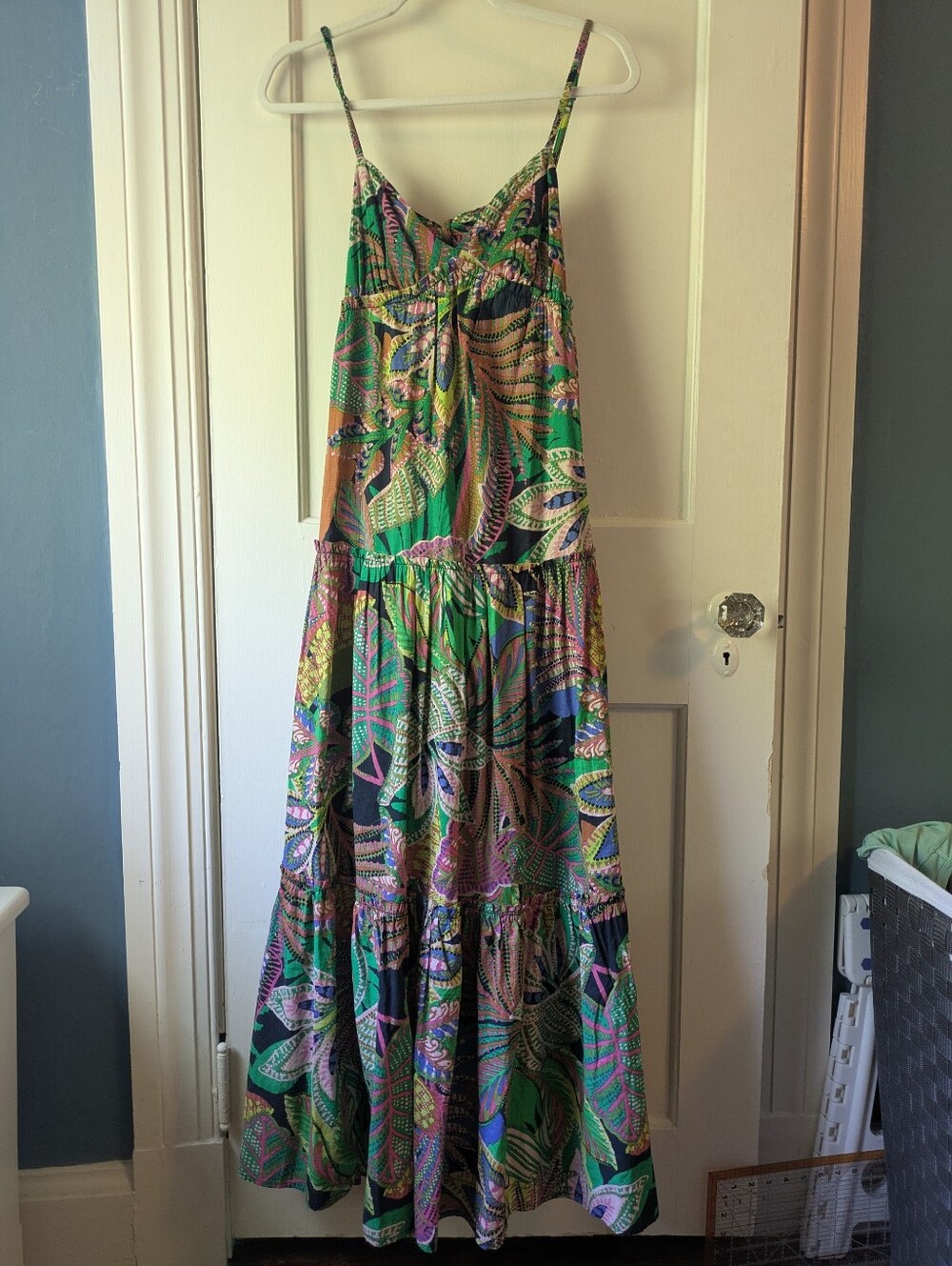 Gianni Bini Tropical Floral Cotton Tiered Maxi Dress Nwt - Picture 3 of 9